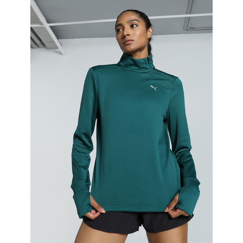Buy Puma RUN MICRO FLEECE 1/2 ZIP Womens Teal Sweatshirt Online