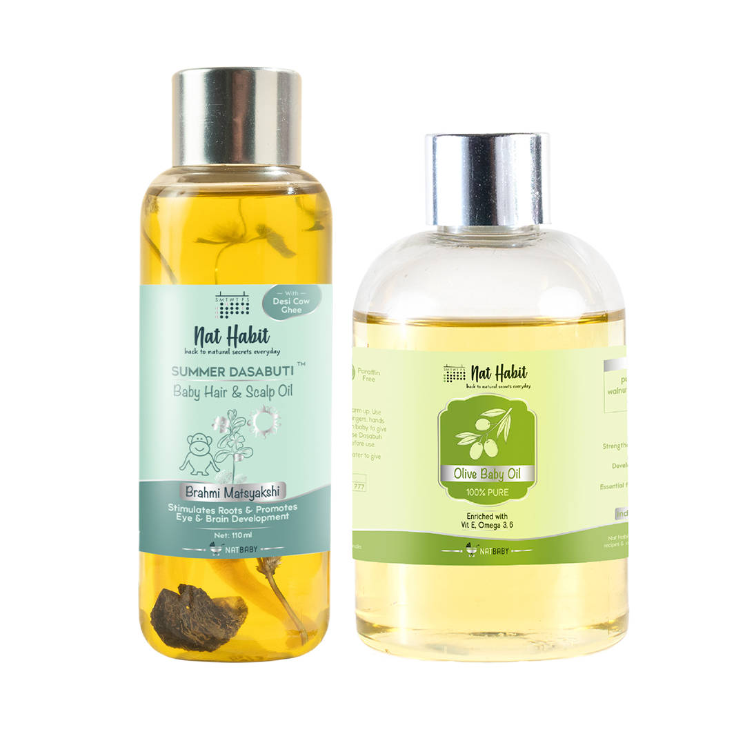 Nat Habit Pure Brahami Matsyakshi & Olive Baby Oil Kit