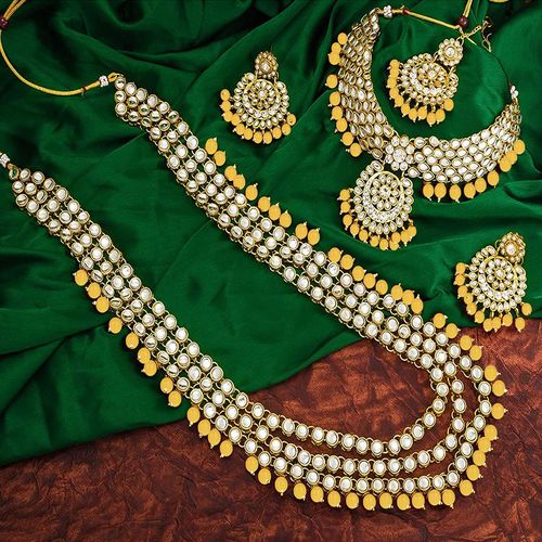 Buy Peora Traditional Gold Plated Kundan Bead Necklace Jewellery
