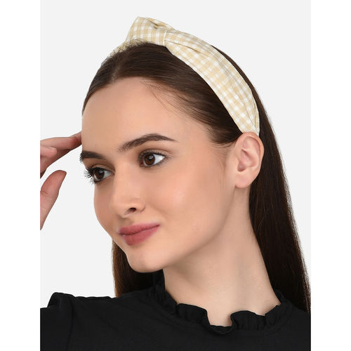Buy Accessorize London Women's Tan Gingham Knot Alice hair Band Online