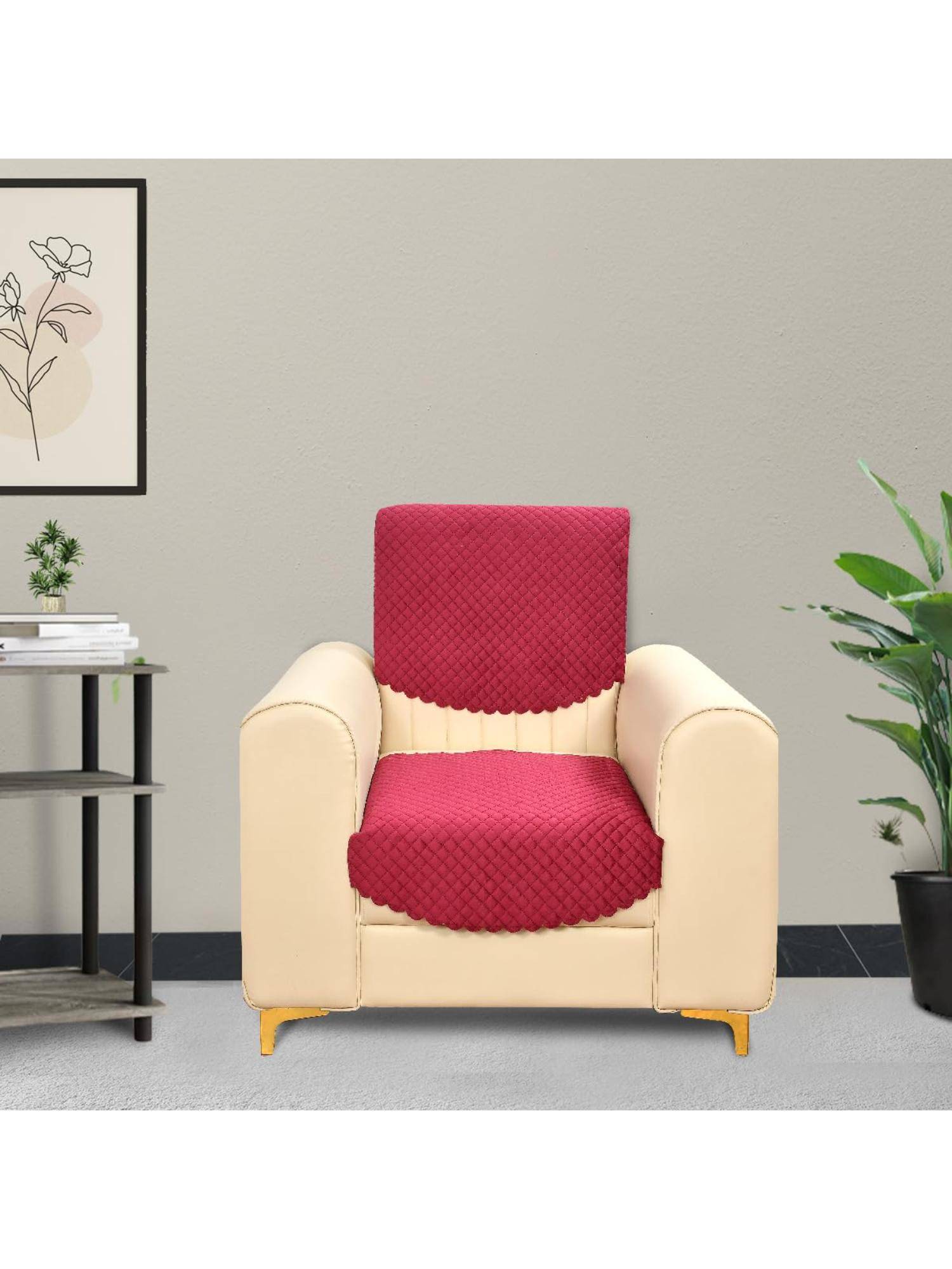 BAJO'S Maroon 1 Seater Sofa Cover