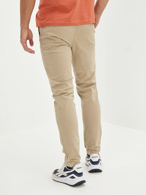 Buy American Eagle Men Beige Flex Slim 5-Pocket Trousers Online