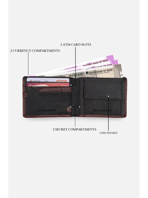 Louis Philippe Men Brown Textured Genuine Leather Wallet