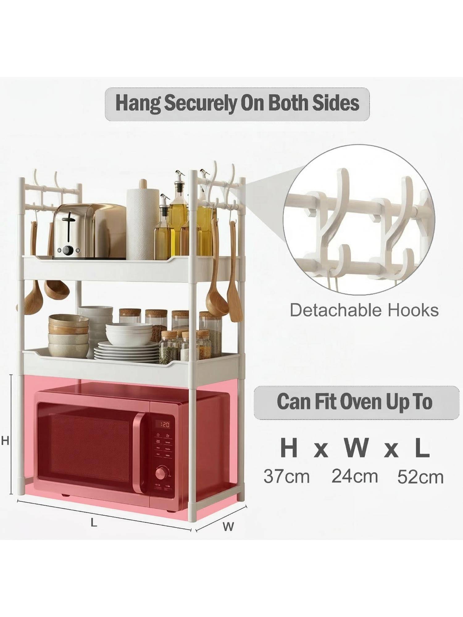 Buy Story@Home White Plastic & Metal Microwave Storage Rack Kitchen ...