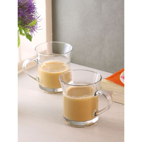 6pcs Glass Coffee Mugs Featuring Clear Body & Colorful Handle For