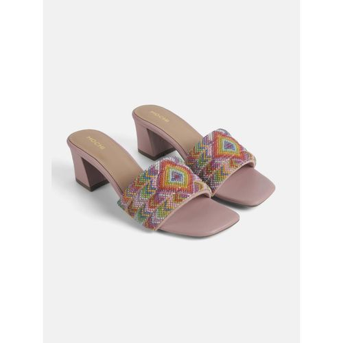 Buy Mochi Pink Synthetic Casual Sandals Heels Online
