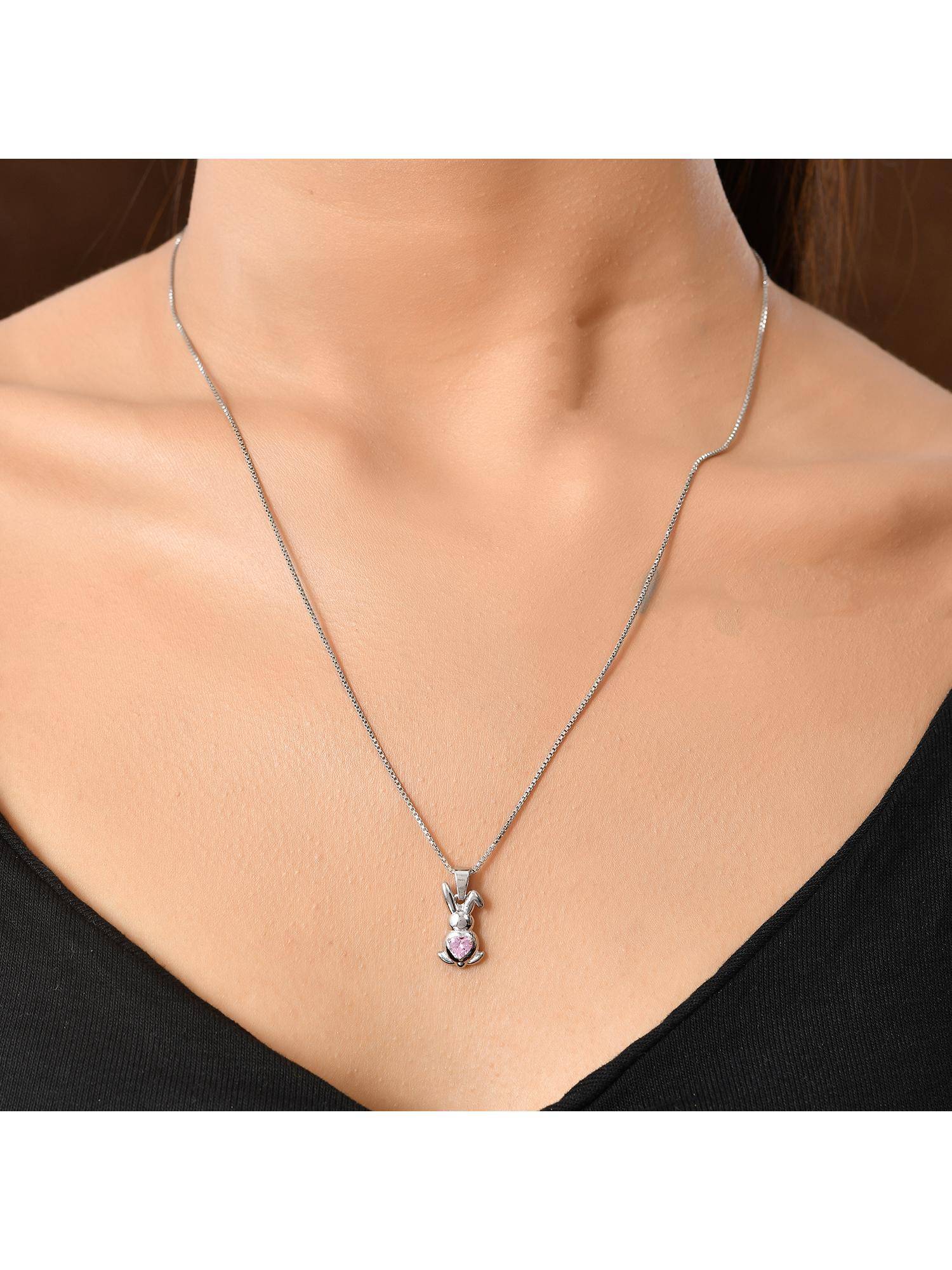 Voylla Tropical Wildlife Bunny Hug Sterling Silver Neacklace