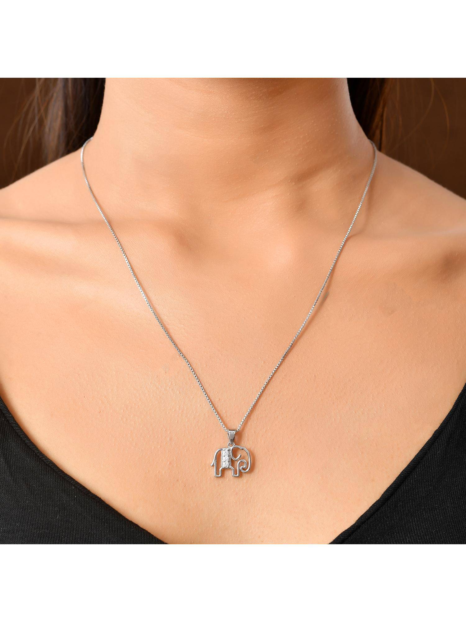Voylla Tropical Wildlife Elegant Elephant Sterling Silver Neacklace