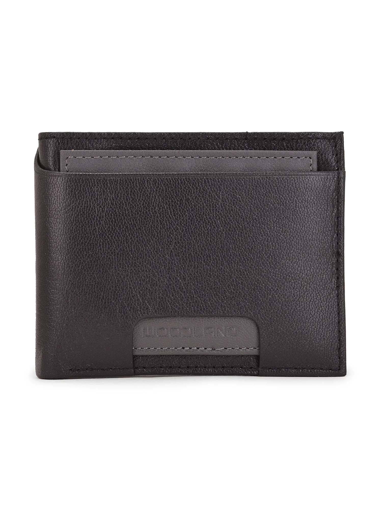 WOODLAND Men Black-Grey Solid Wallet