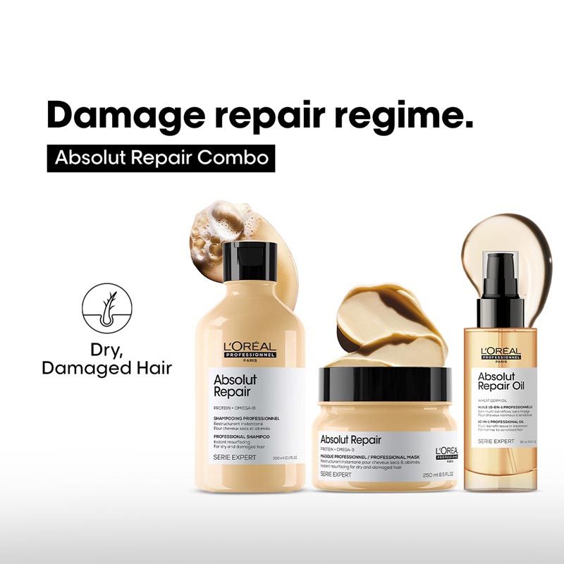 L'Oréal Professionnel Absolut Repair Shampoo, Hair Mask & Hair Serum, Serie Expert