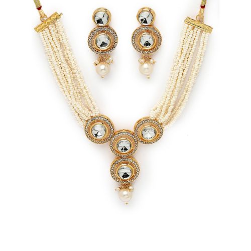 Buy Sukkhi Iconic Gold Plated White Collar Bone Necklace with