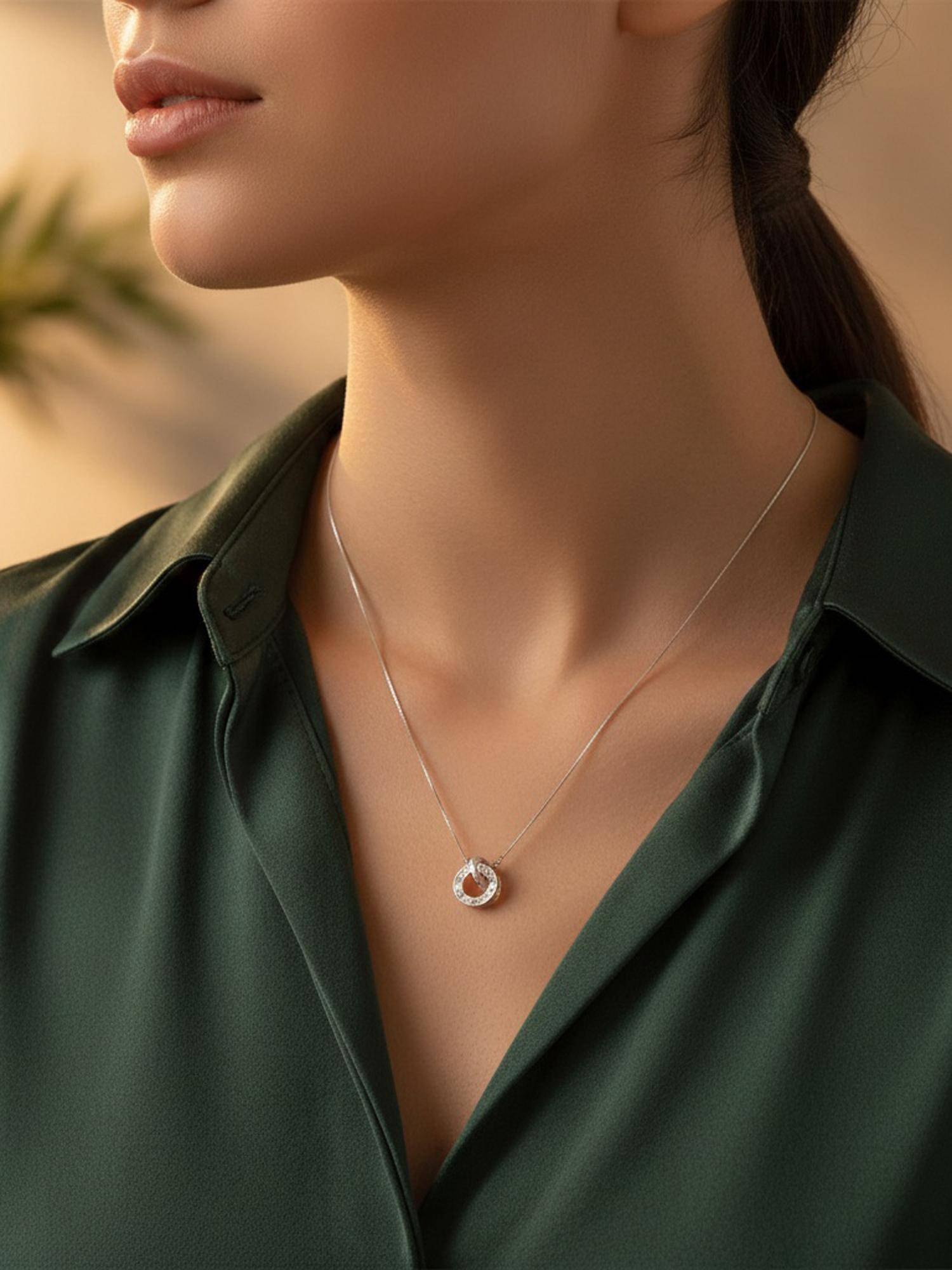 925 SILLER 925 Pure Silver Round Design Necklace