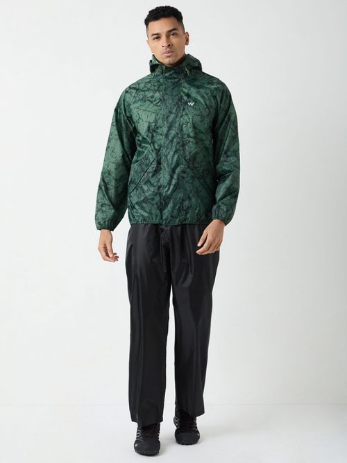 Wildcraft Men Green Printed Rain Jacket with Pant (Set of 2) (M)