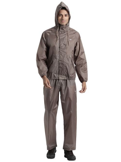 Wildcraft Men Beige Solid Rain Jacket with Pant (Set of 2) (M)
