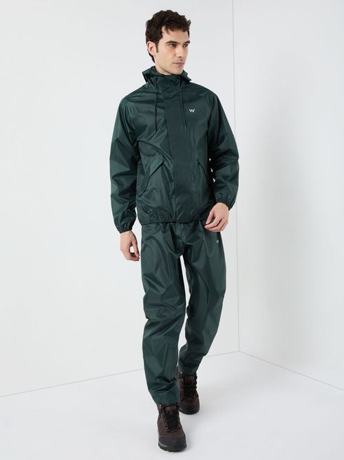 Wildcraft Men Green Solid Rain Jacket with Pant (Set of 2) (M)
