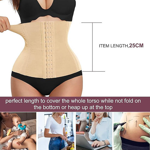 BRACHY Women Corset Shapewear High Waist Tummy Control Shapewear With Hook  Belt Beige (M)