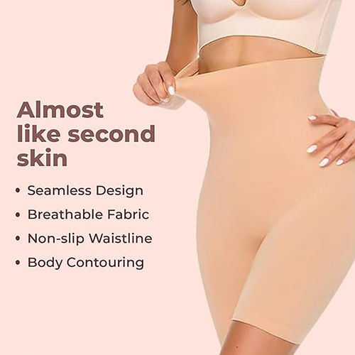 BRACHY Women High Waisted Shorts Shapewear Tummy Control Thigh Slimming  Technology Beige (M)