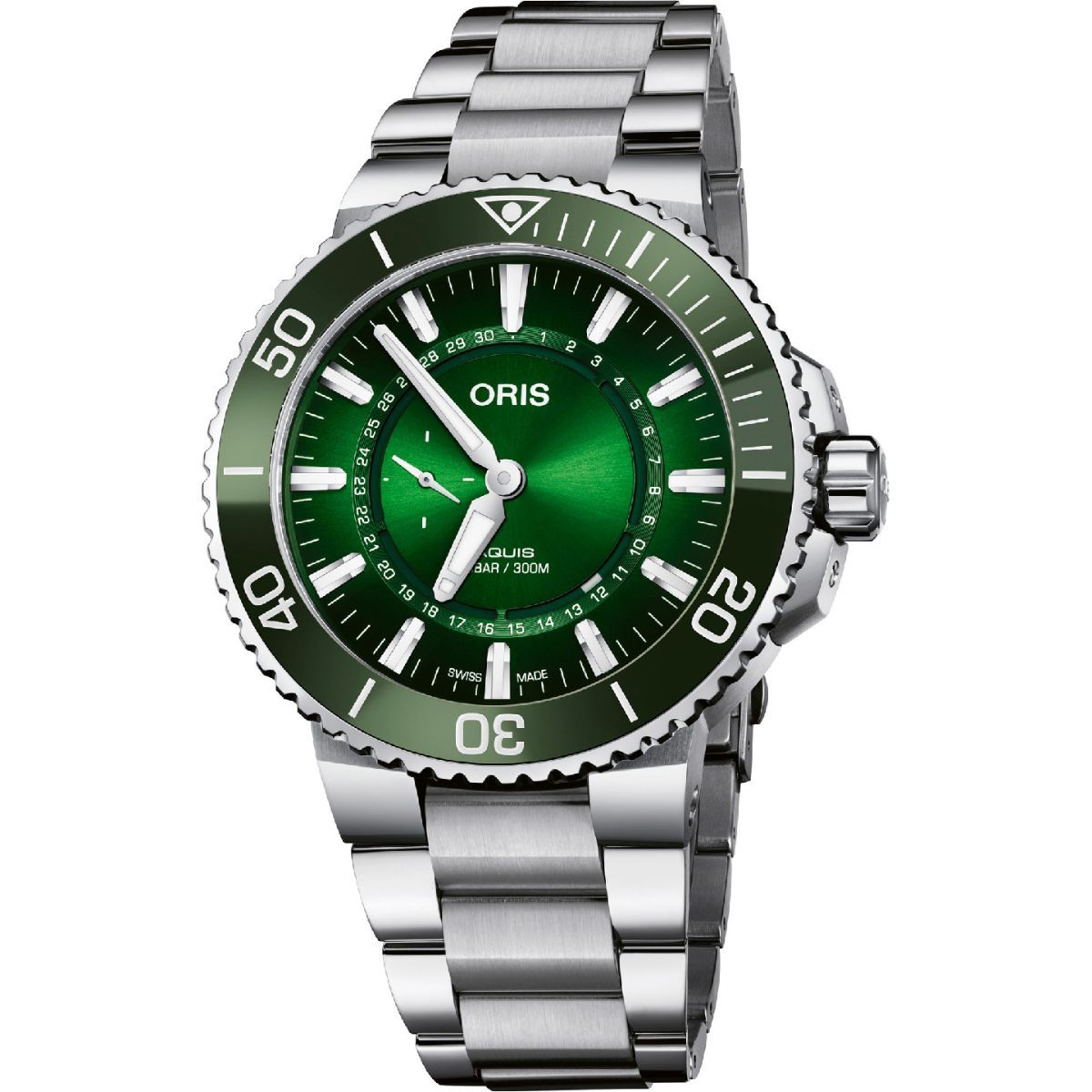 Oris Diving Date Small Seconds Analog Green Dial Color Men Watch 01 743 7734 4187 SET MB