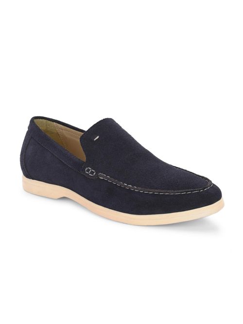 CARLO ROMANO Navy Blue Color Suede Leather Moccasin Loafer Shoes For Men