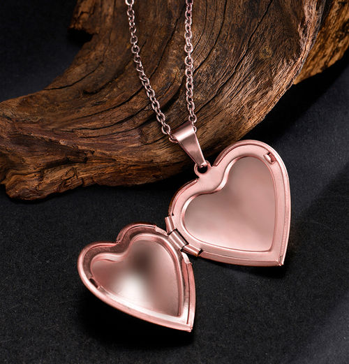 Yellow Chimes Stainless Steel Openable Heart Photo Frame Locket Pendant  with Chain