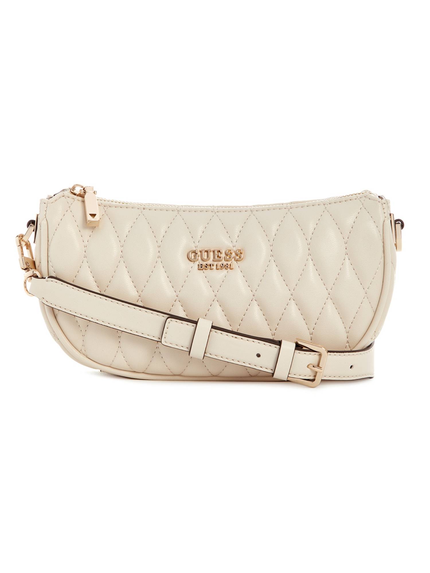 Guess Women Quilted Valla Mini Top Zip Shoulder Bag