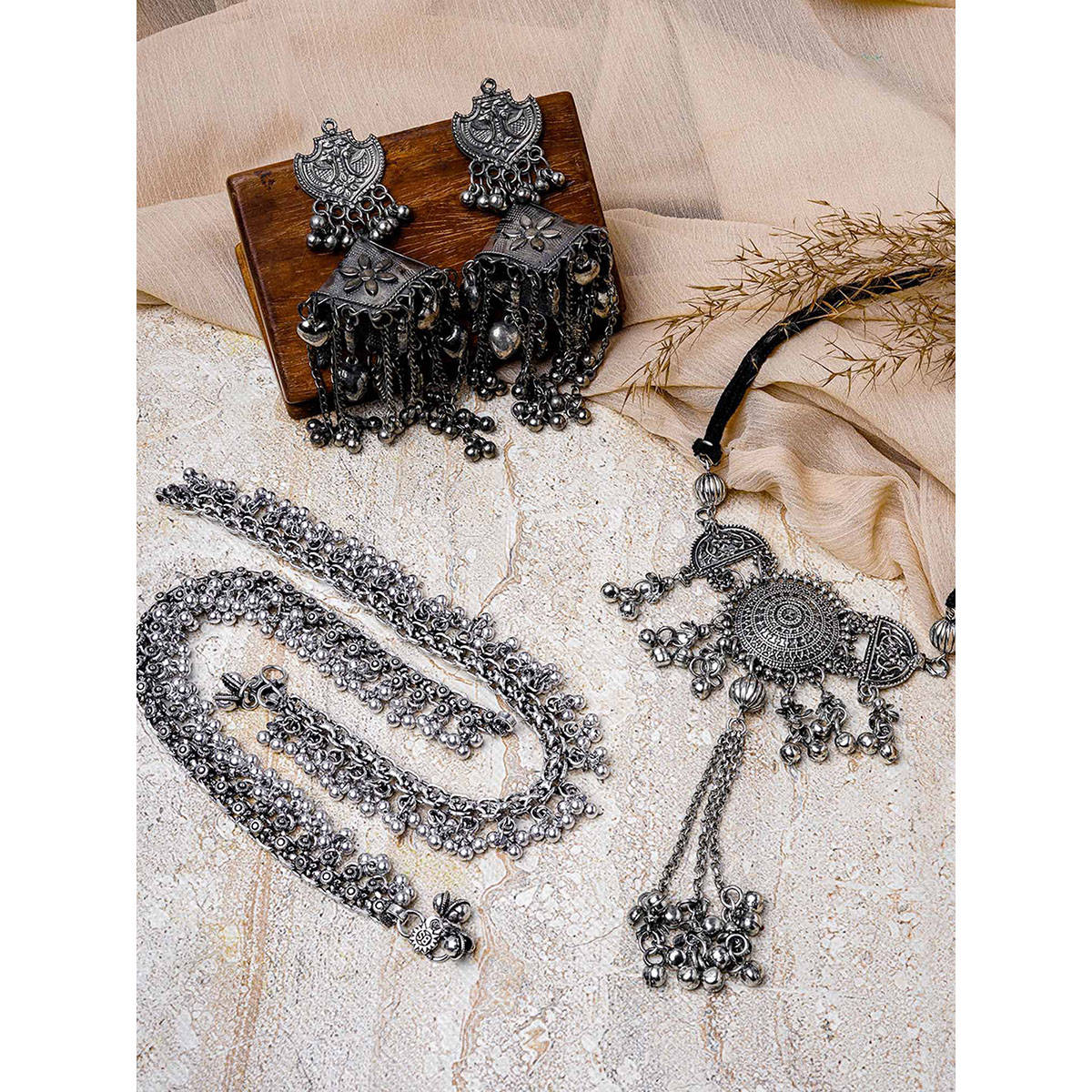 Teejh Jenila Silver Oxidised Jewellery Gift Set