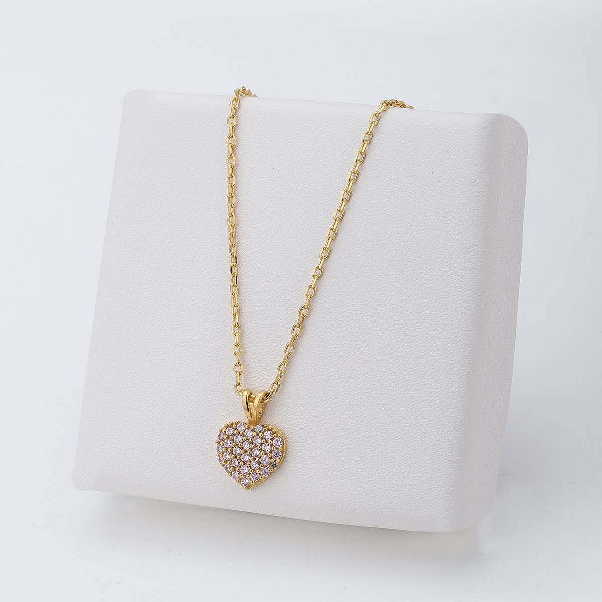 Carlton London Women Gold-Plated CZ Studded Pendant with Chain