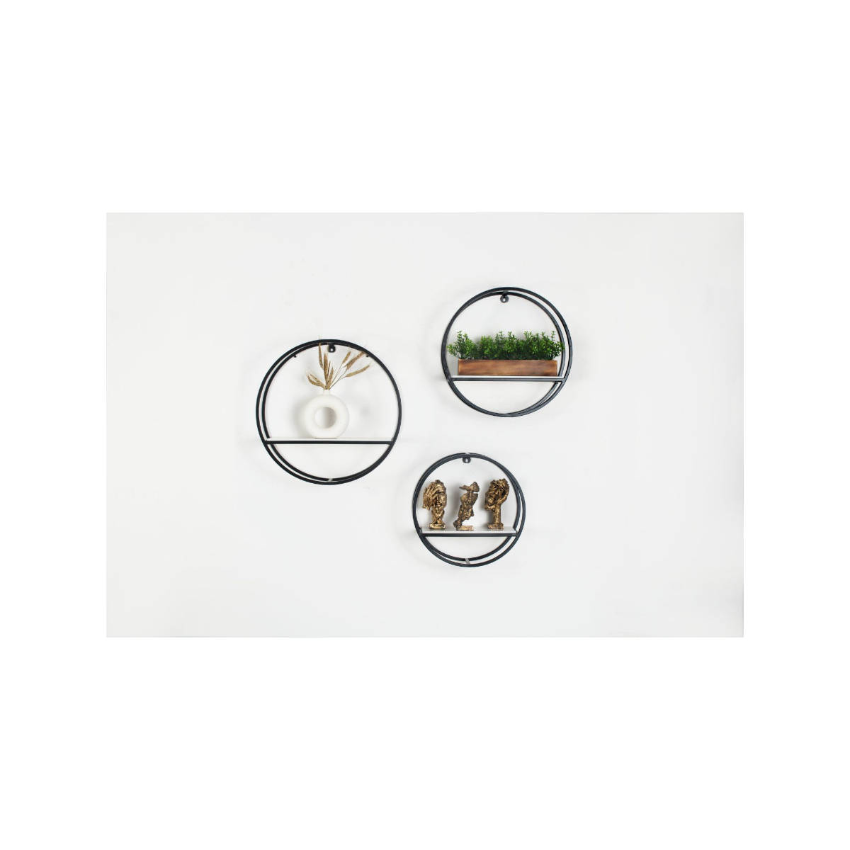 Claymint Metal Round Wall Decor Shelves (Set of 3)