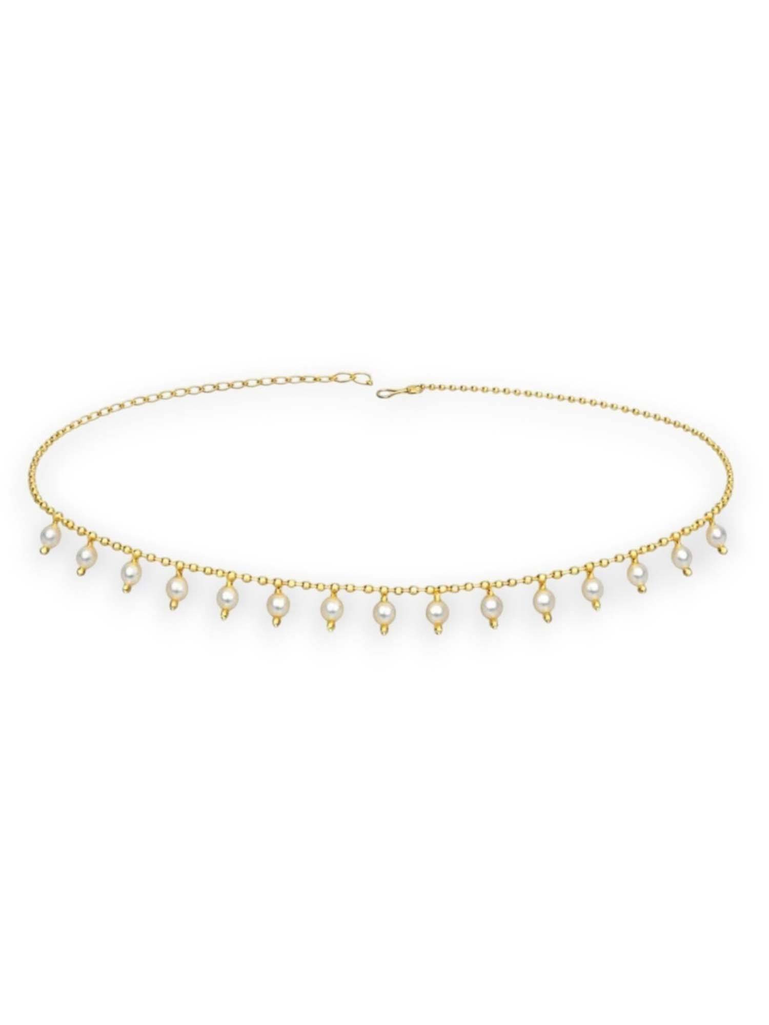 Accessher White Gold-Plated Pearl Waist Chain And Kamar bandh For Women And Girls