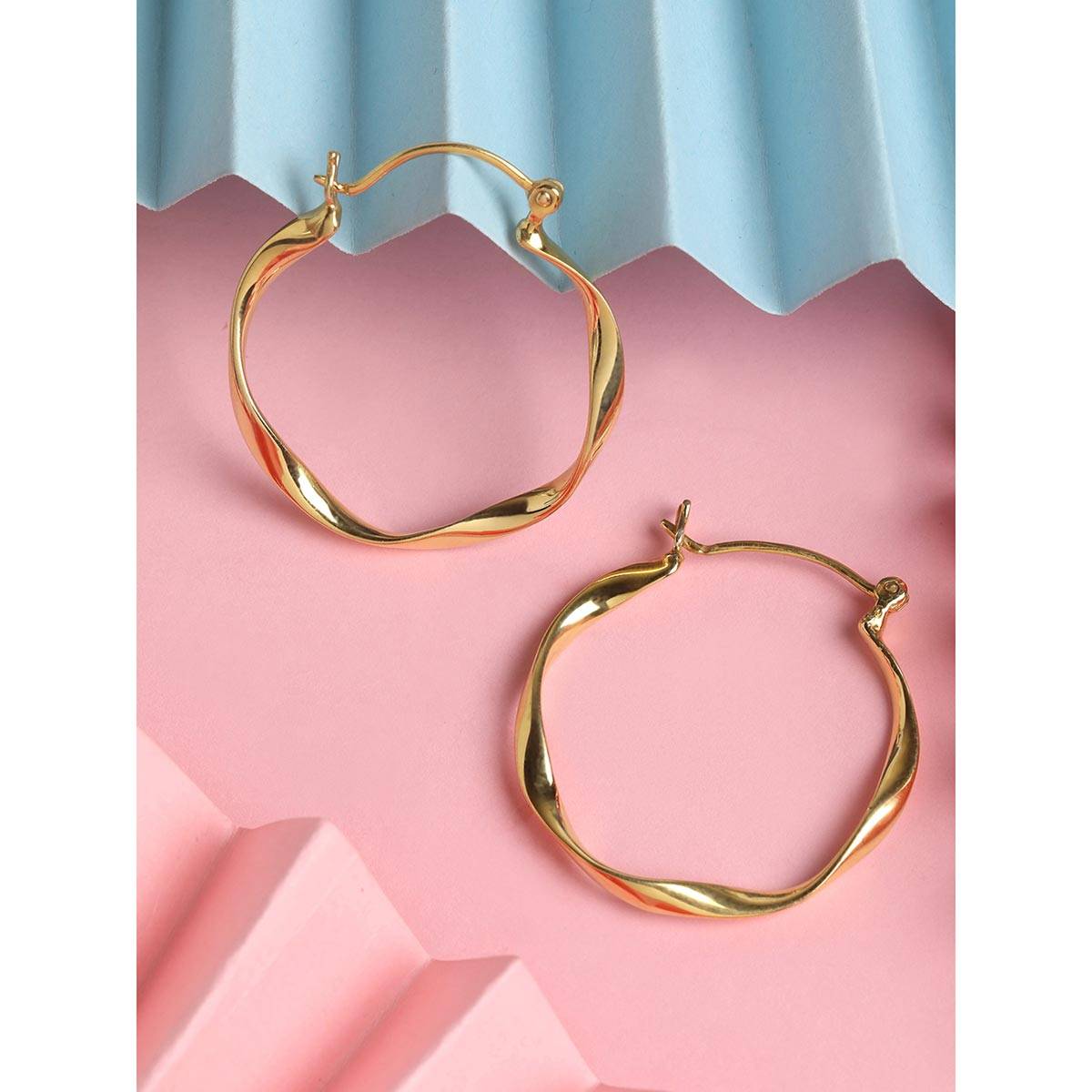 CLARA 925 Sterling Silver Gold Rhodium plated Twisted Hoop Earrings for Women and Girls