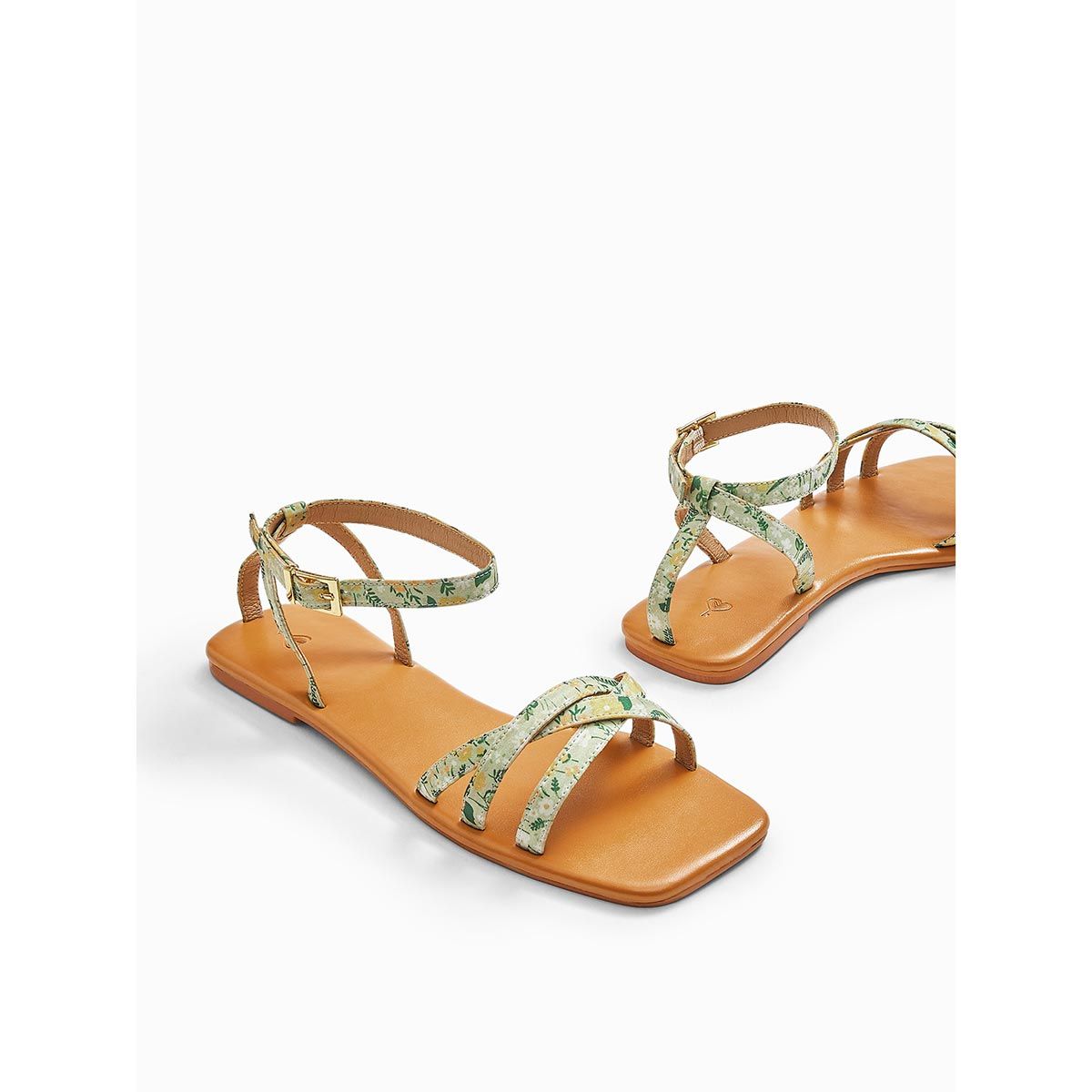 The Label Life Floral Green Floral Strappy Flats Buy The Label Life