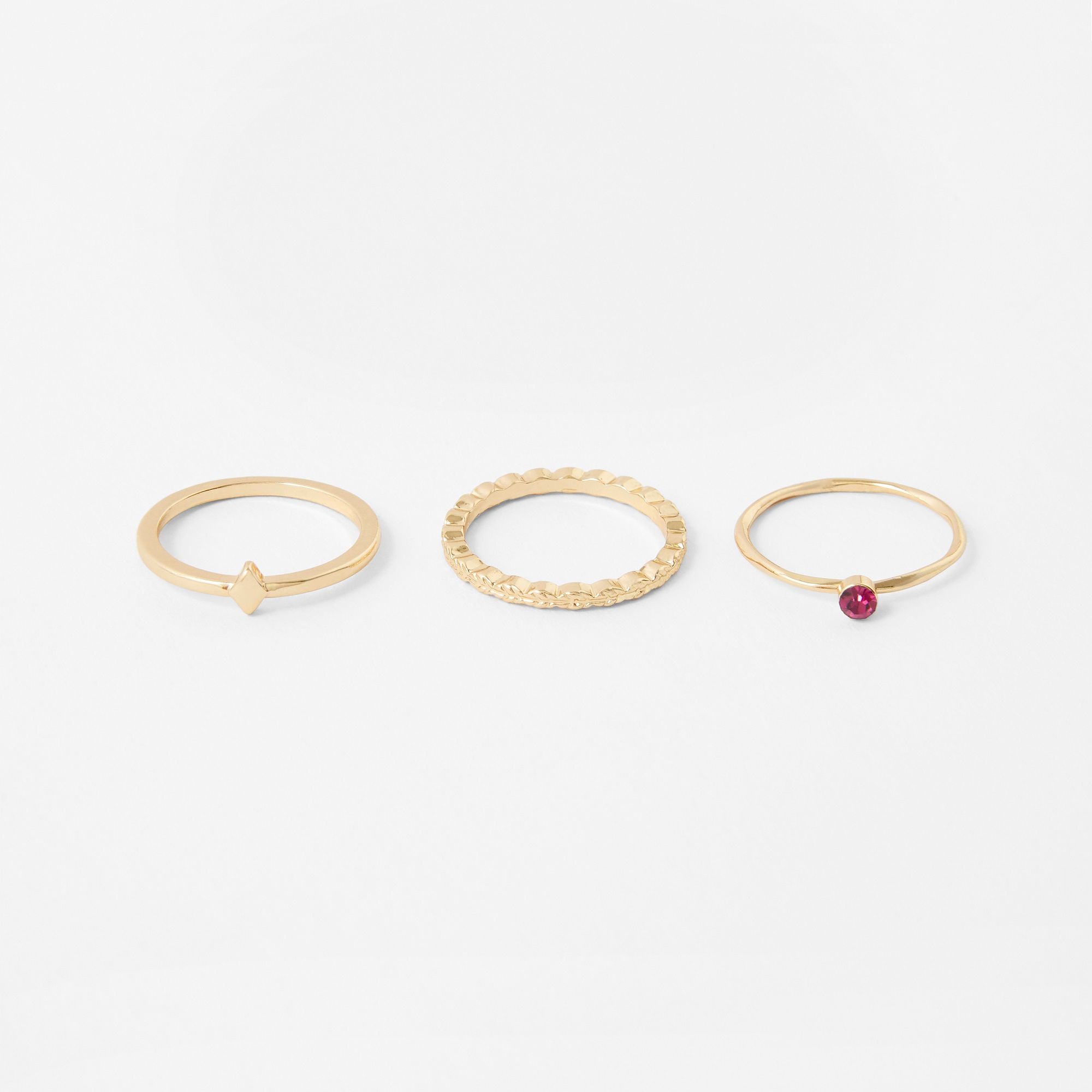 Accessorize London Women's 3 Pack Pink Stacking Ring Set: Buy ...
