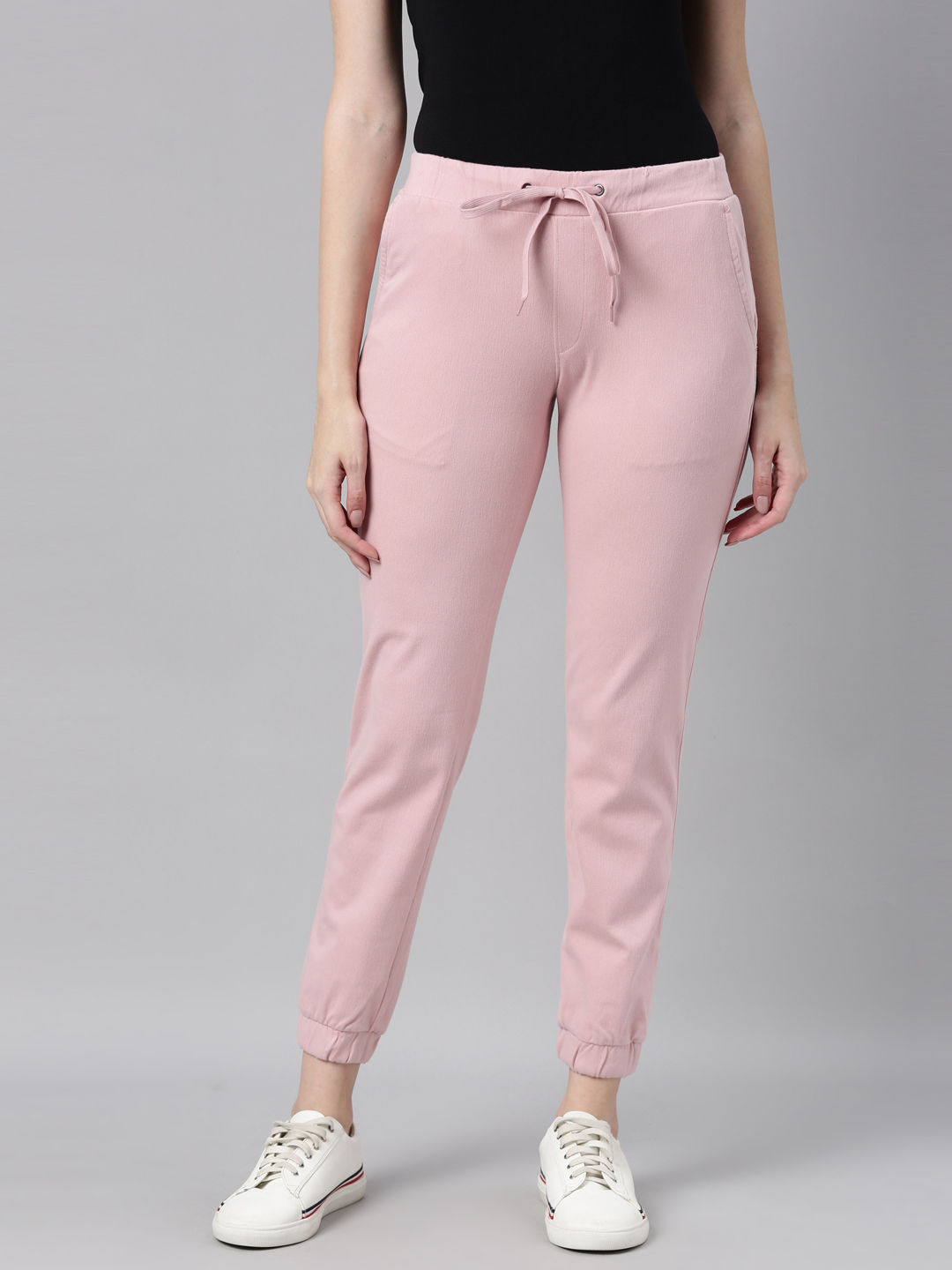 GO COLORS Women Baby Pink Mid Rise Cotton Jogger  S  Amazonin Clothing   Accessories