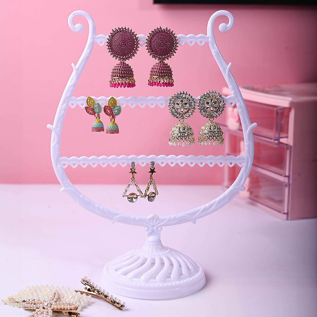 Voncasa Stylish White Jewellery Holder