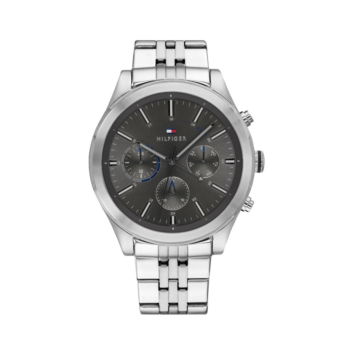 tommy hilfiger round analog grey dial men's watch