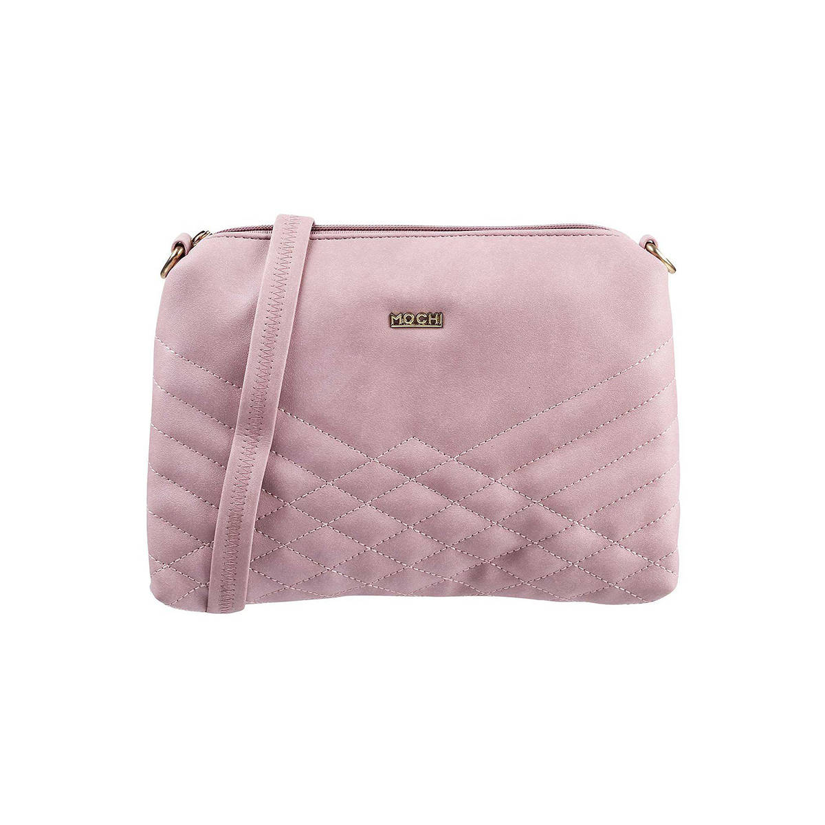 Metro Pink Solid Leather Sling And Cross Bag
