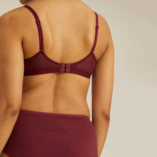 Buy Nykd by Nykaa Breathe Cotton Padded Wireless T-Shirt Bra 3/4th Coverage  - Maroon NYB002 online