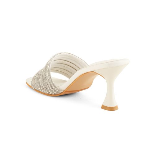 Buy SCENTRA Quincy White Embellished Heel Sandals Online