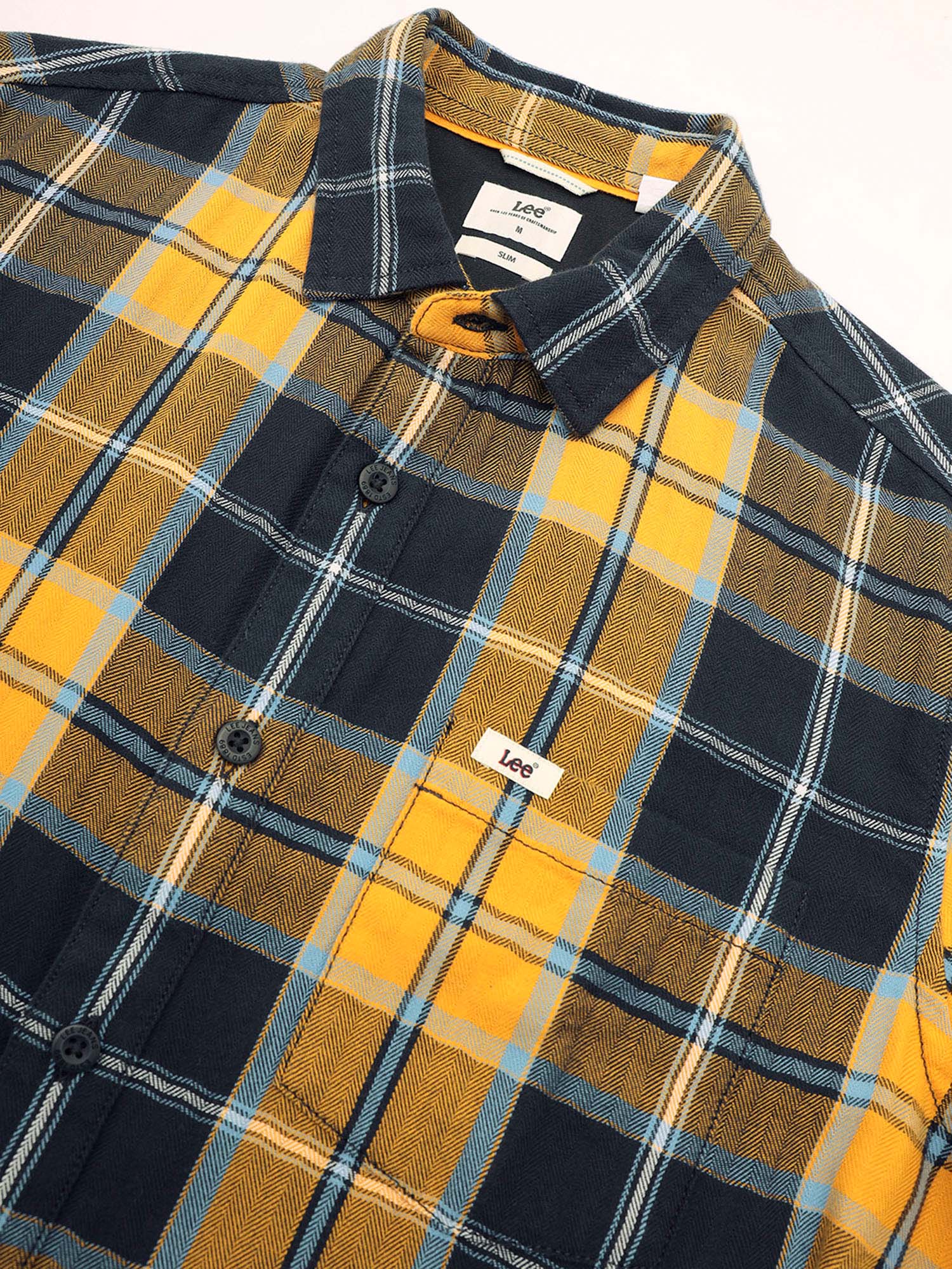 Buy Lee Men Checks Yellow Slim Fit Shirt Online