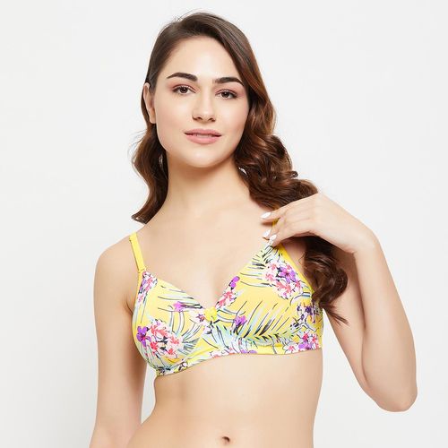 Buy Non-Padded Non-Wired Full Cup Bra in Yellow - 100% Cotton