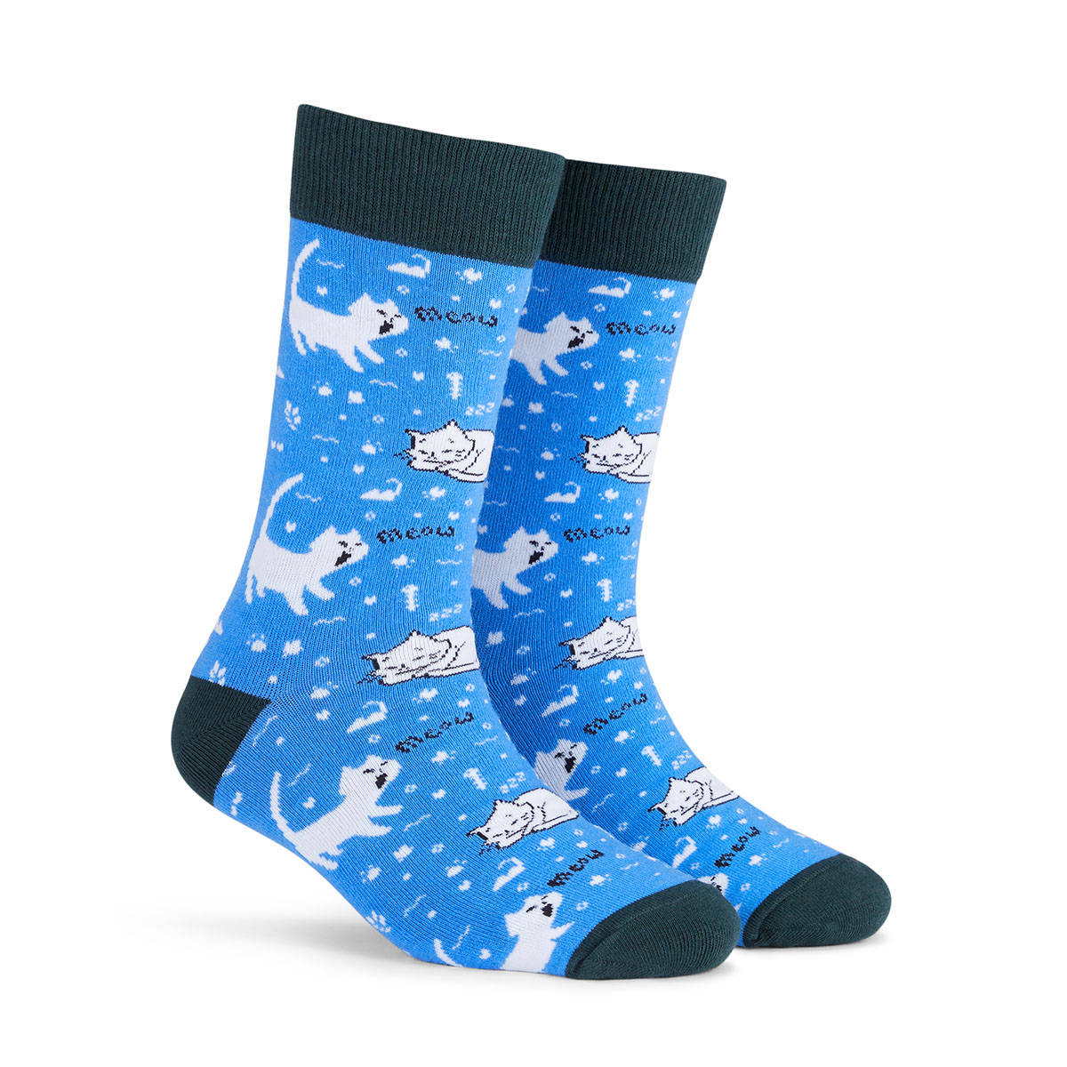 Dynamocks Men & Women Cotton Printed Crew Length Blue Socks