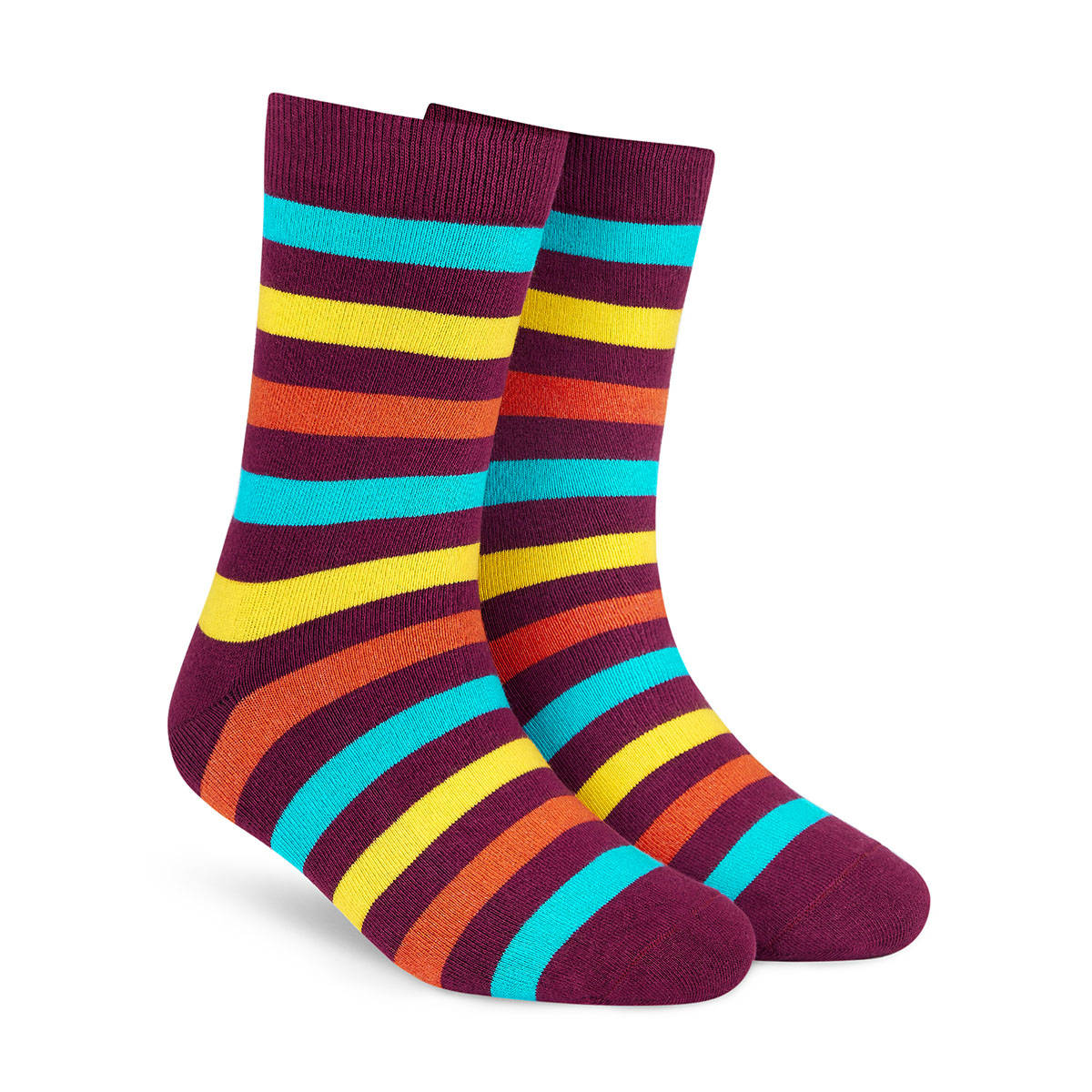 Dynamocks Men & Women Cotton Stripes Crew Length Multi-Color Socks