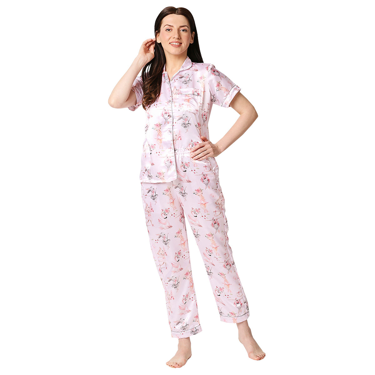 Pyjama Party Pixie Women's Satin Pyjama Set - Pink: Buy Pyjama Party ...