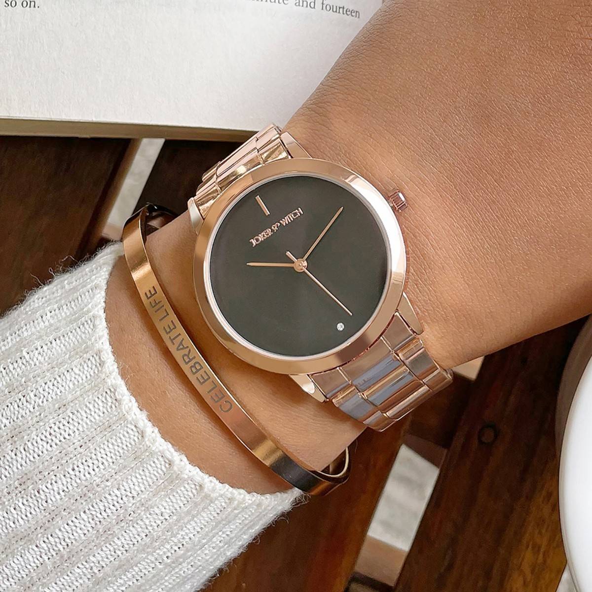 Joker & Witch Vixey Rose Gold Watch Bracelet Stack (L)