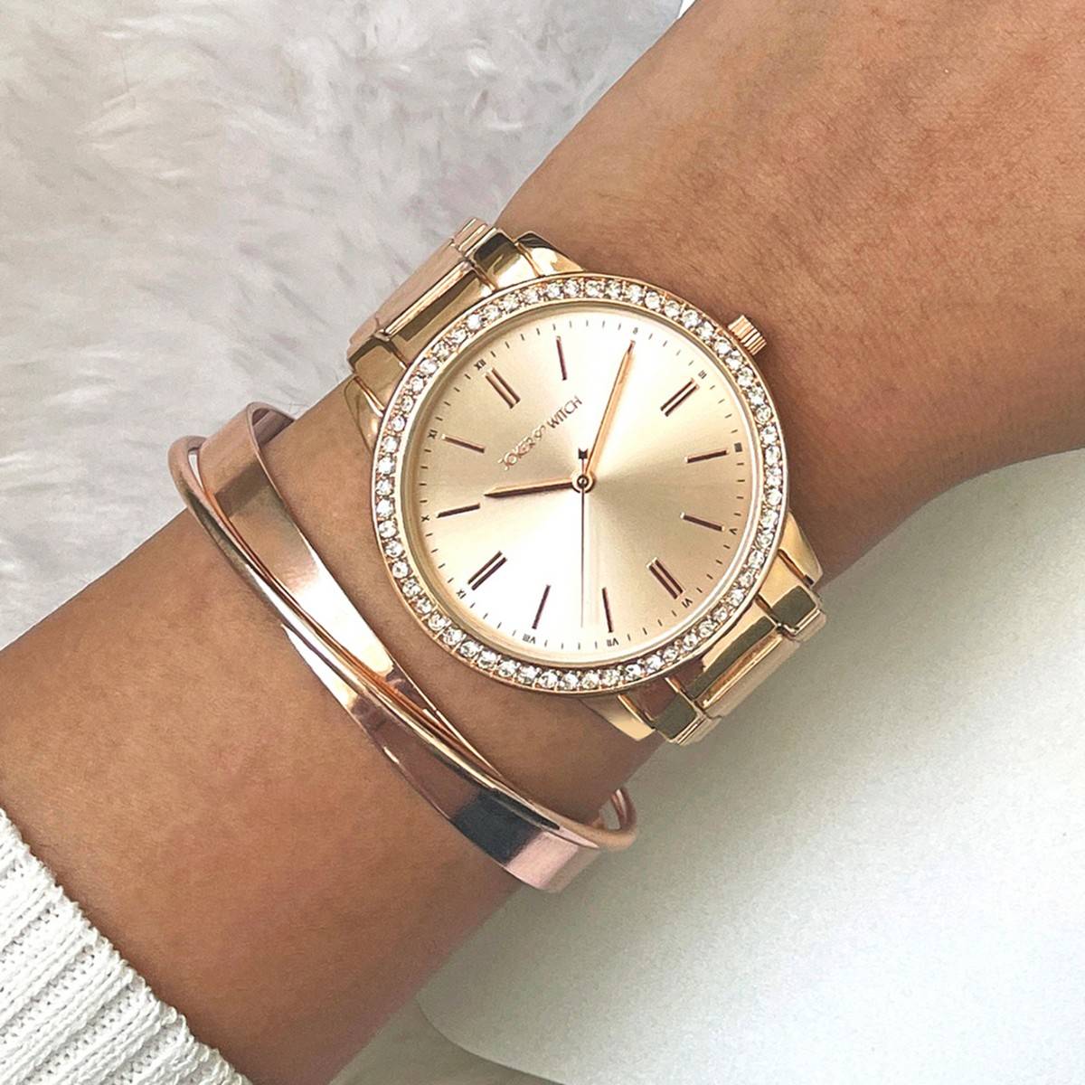 Joker & Witch Shannah Rose Gold Watch Bracelet Stack (L)