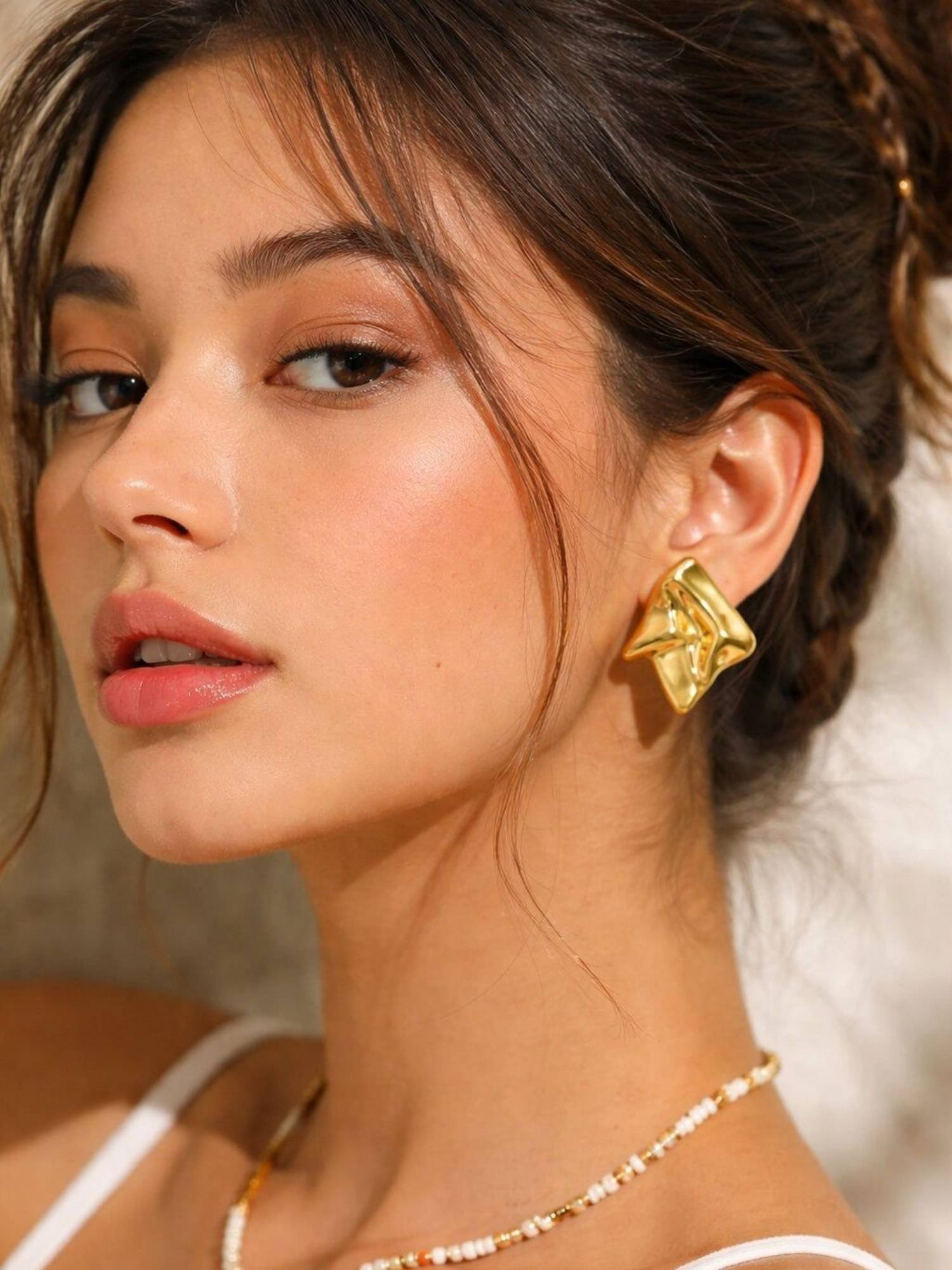Buy Niska Women Gold Fusion Hoops Pair of Earrings (Pack of 2) Online