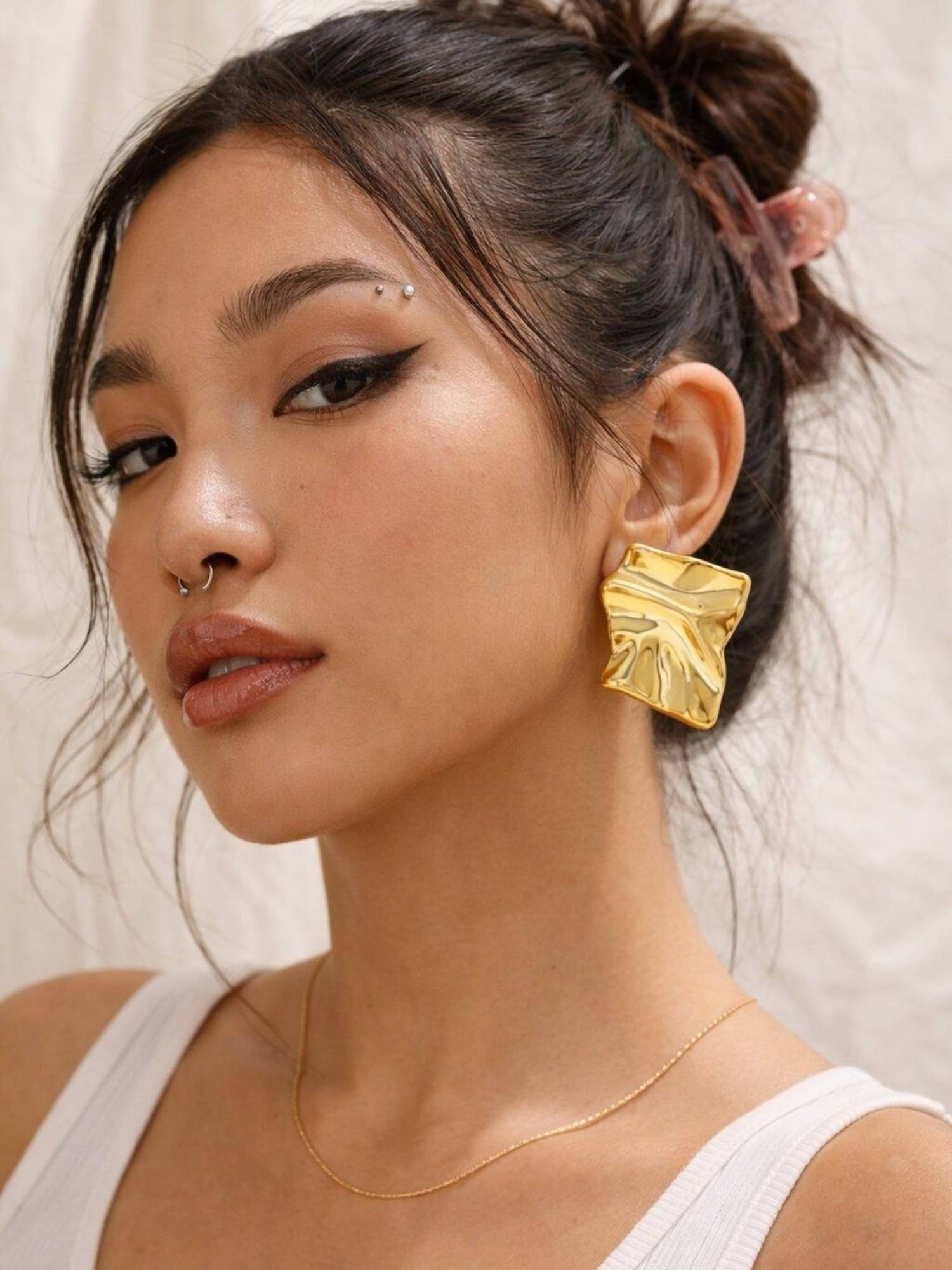 Buy Niska Women Gold Fusion Hoops Pair of Earrings (Pack of 2) Online