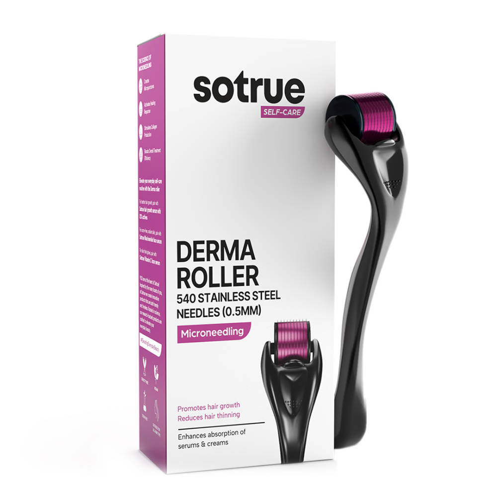 Sotrue Derma Roller For Hair Growth & Skin Tightening 0.5mm With 540 Stainless Steel Needles