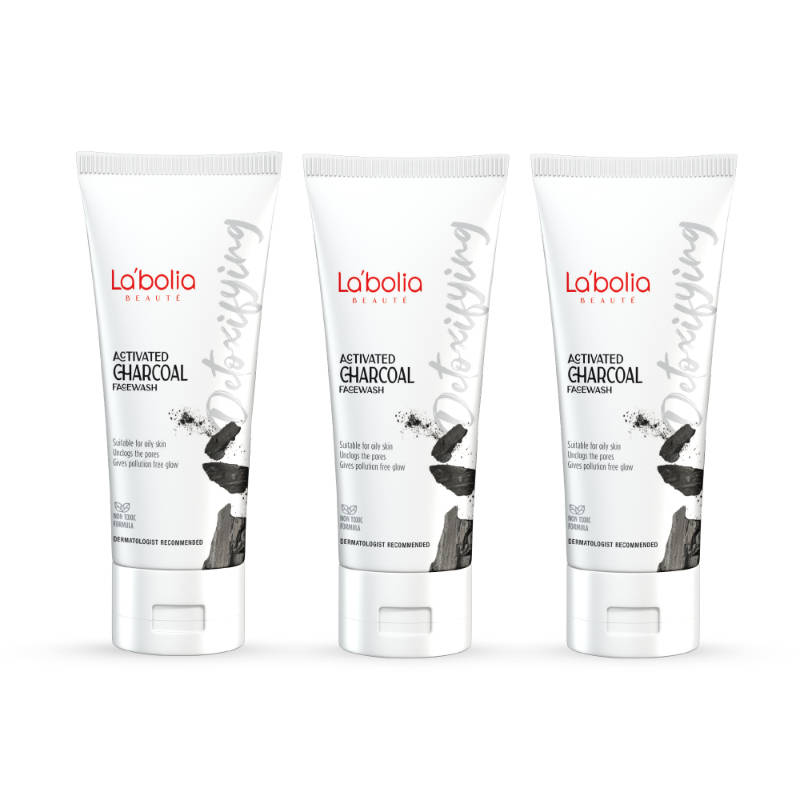 Labolia Beaute Charcoal Face Wash For Oily Skin & Removes Dark Spots - Pack Of 3