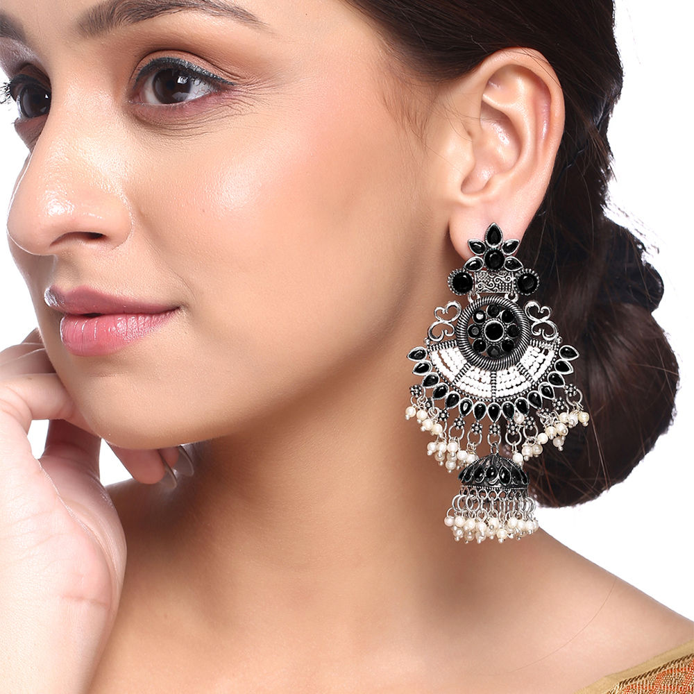 Buy Ethnic Wear Black Heavy Earrings for Saree or Suitsharara Online in  India  Etsy